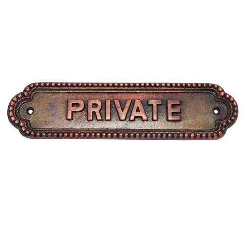 Large Private Brass Door Sign 